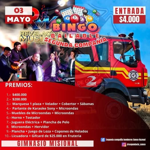 Gran Bingo Bailable - Segunda Compañía de Bomberos Cinco