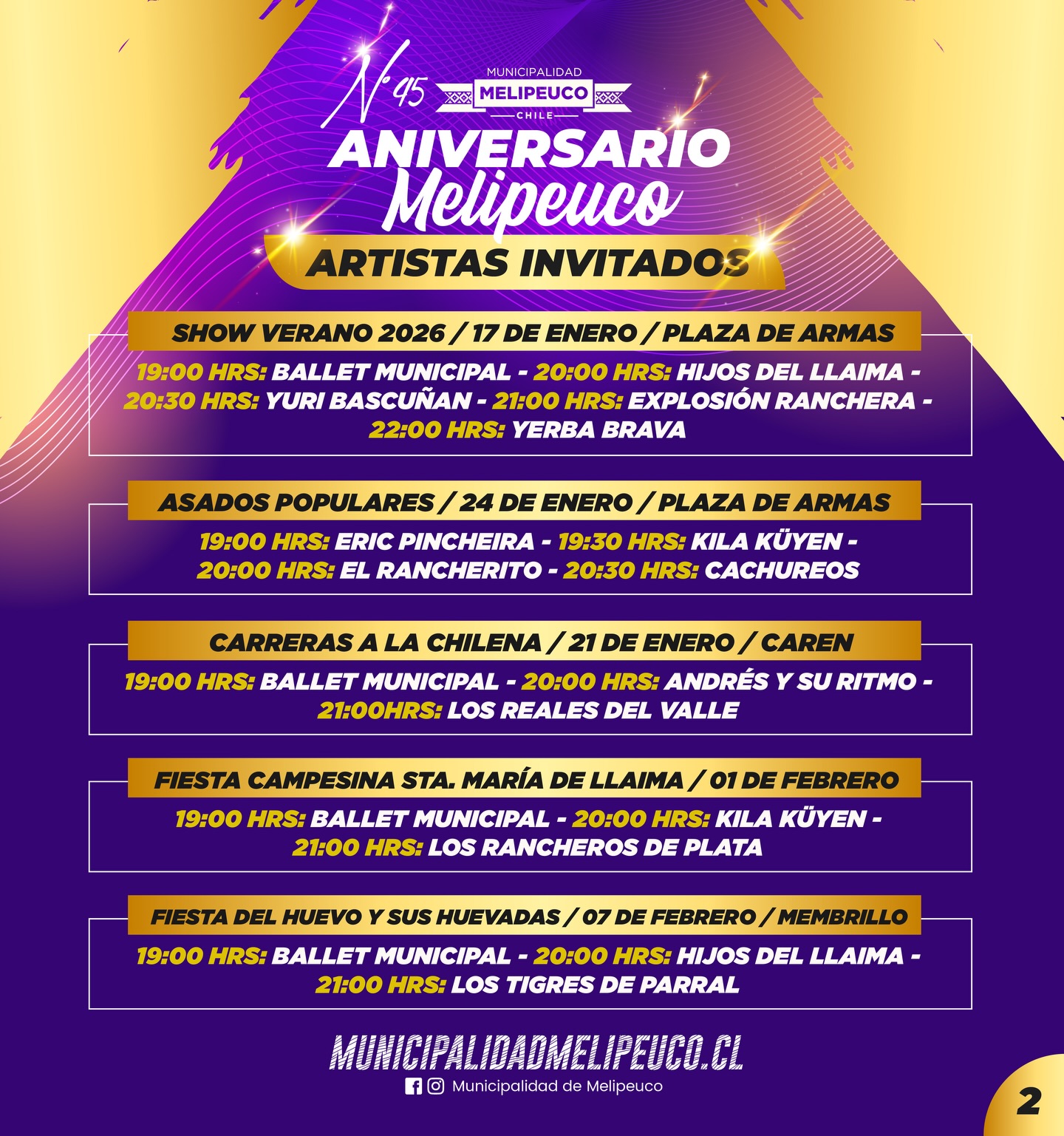 Aniversario 45° Melipeuco - Carreras a la Chilena - 21 de enero