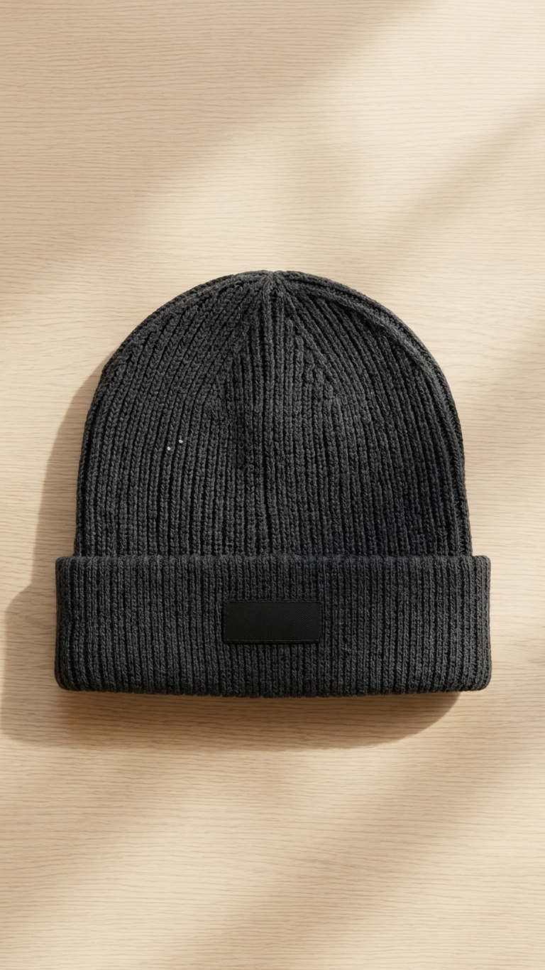 Gorro Beanie Negro Liso | Double AA Fitted Chile — Esencial