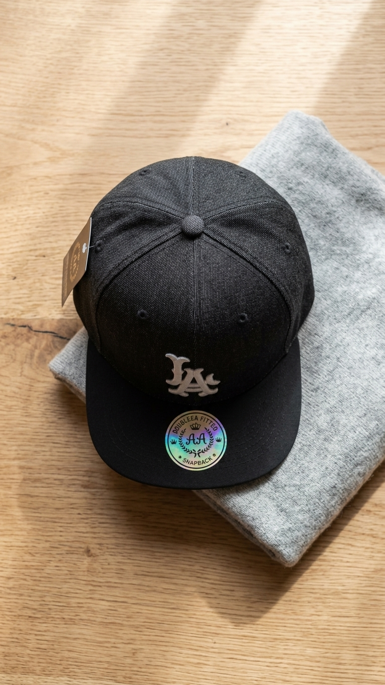 Gorra LA Snapback Negro Tono a Tono | Double AA Fitted Chile — Stealth Edition