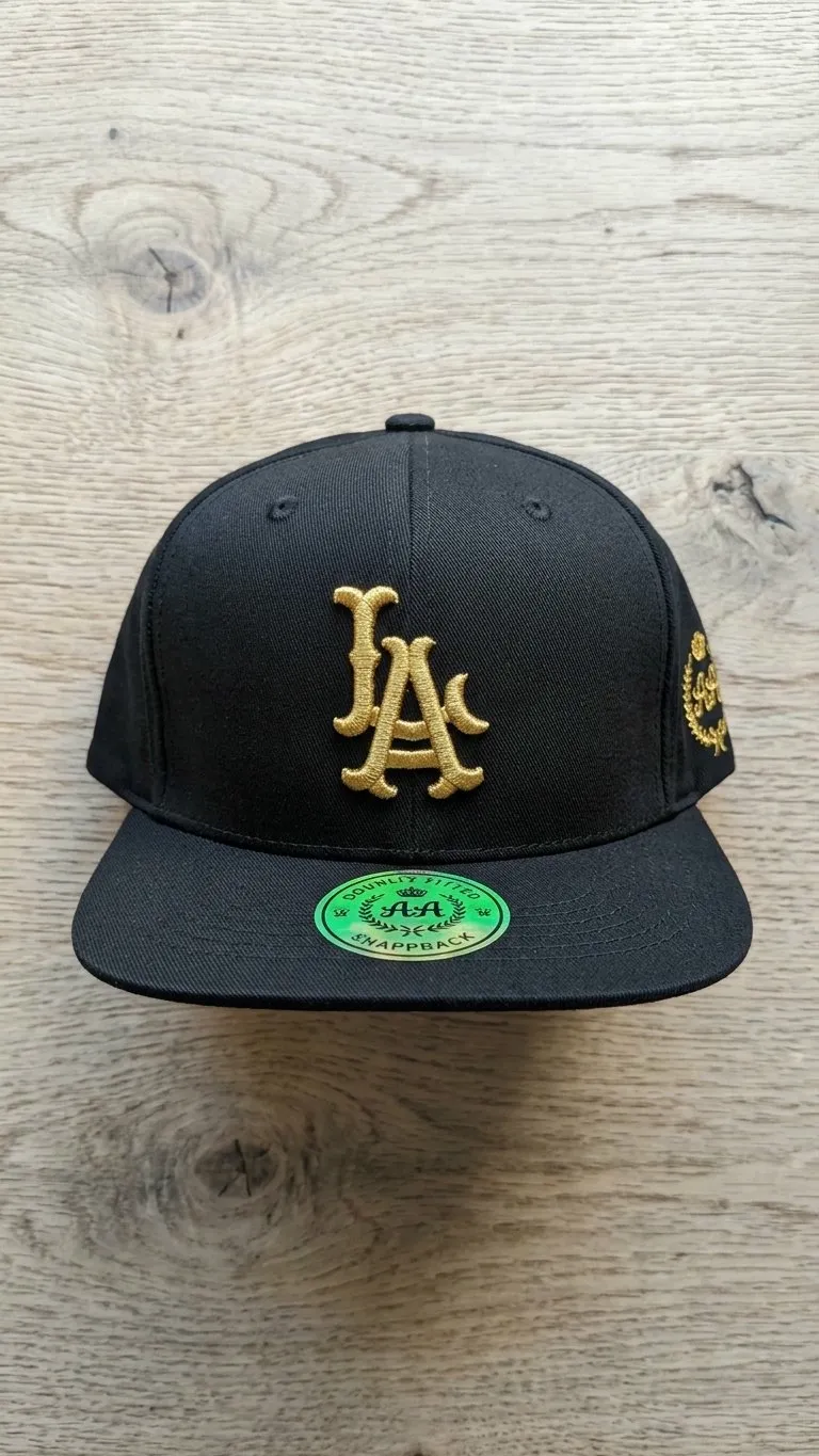 Jockey LA Snapback Negro Dorado | Double AA Fitted Chile — Edición Premium